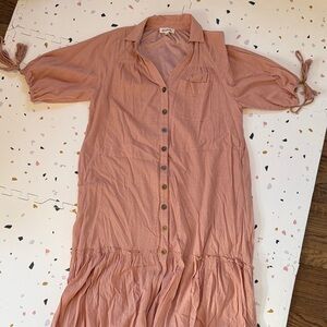 Listicle Blush Midi Dress with Button Accents